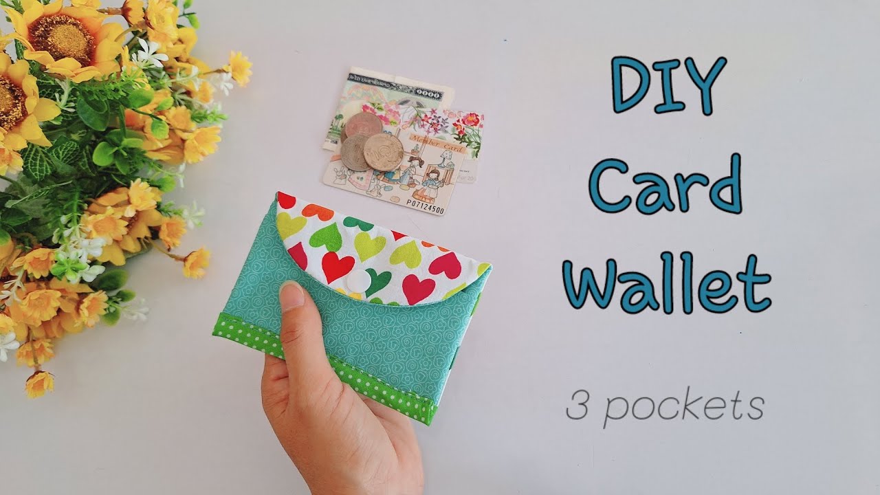 DIY Card Wallet. How to sew wallet bag. card wallet 3 pockets. easy to sew. sewing tutorial.