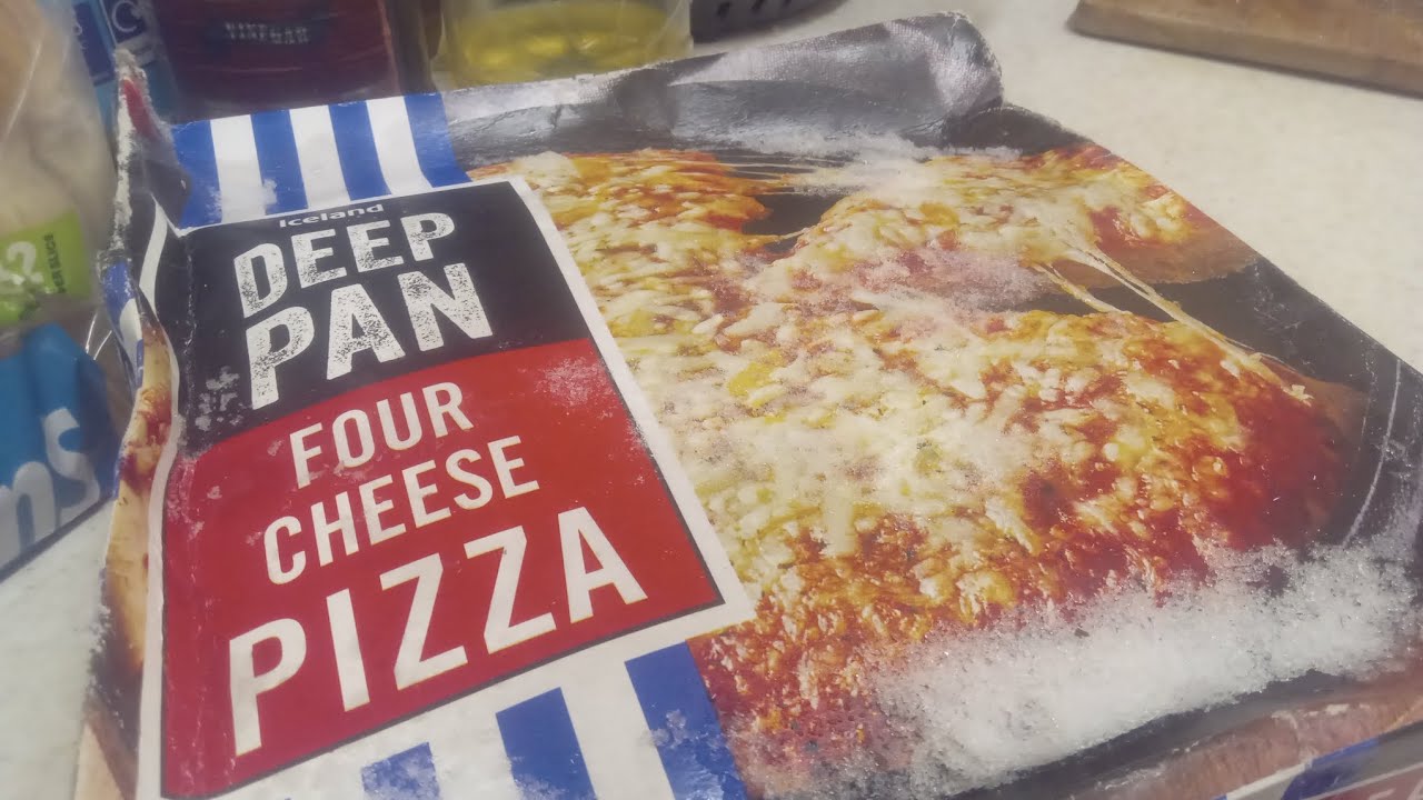 Iceland deep pan pizza, only £1.35.