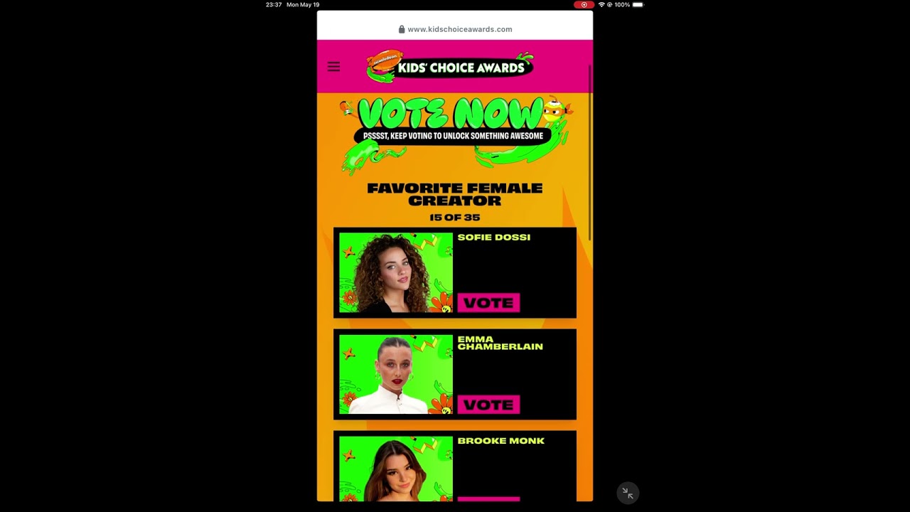 Voting for the Nickelodeon Kids Choice Awards 2025