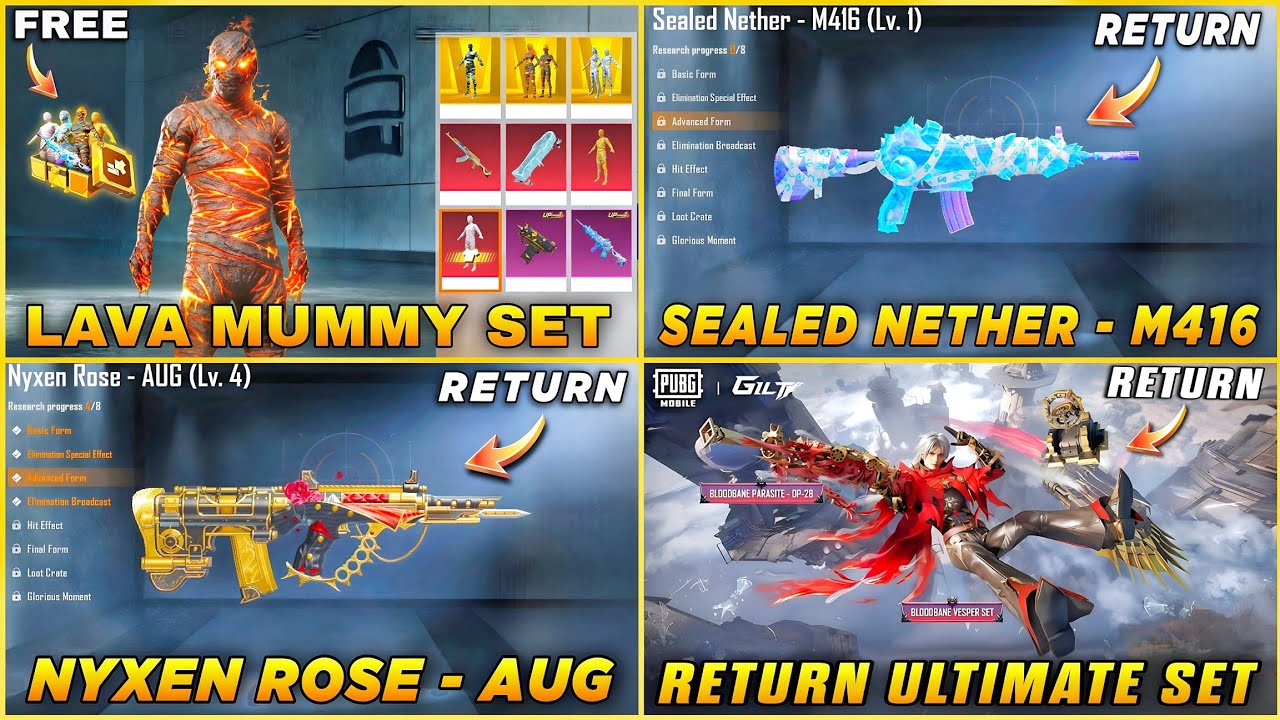 🔴 NEW ULTIMATE LAVA MUMMY SET | SEALED NETHER M416 RETURN | AUG SKIN RETURN | RETURN ULTIMATE SET 🤩