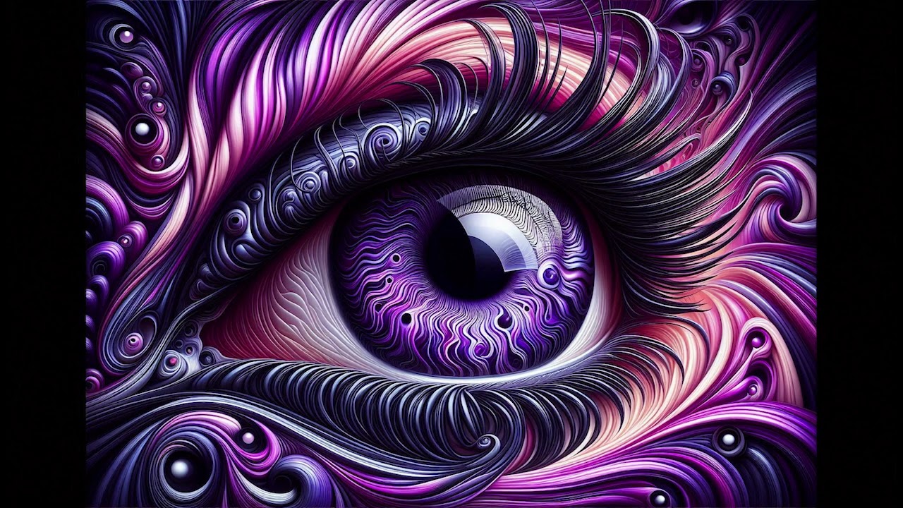 Calming Rain Sound with a Purple Psychedelic Eyeball Wallpaper / Background