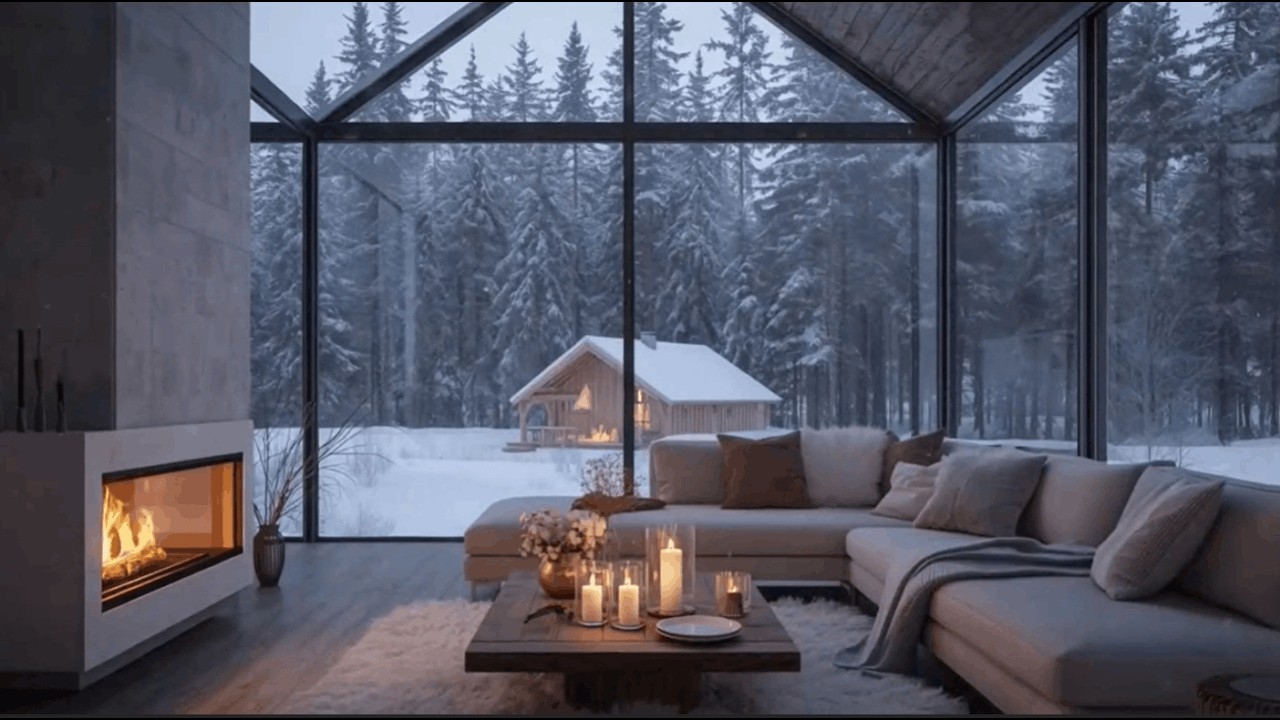 Calm Night in a Snowy Cabin ❄️ Soft Piano Music for Better Sleep