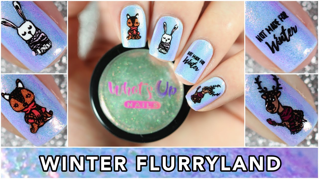 Winter Flurryland using What's Up Nails B065 || caramellogram
