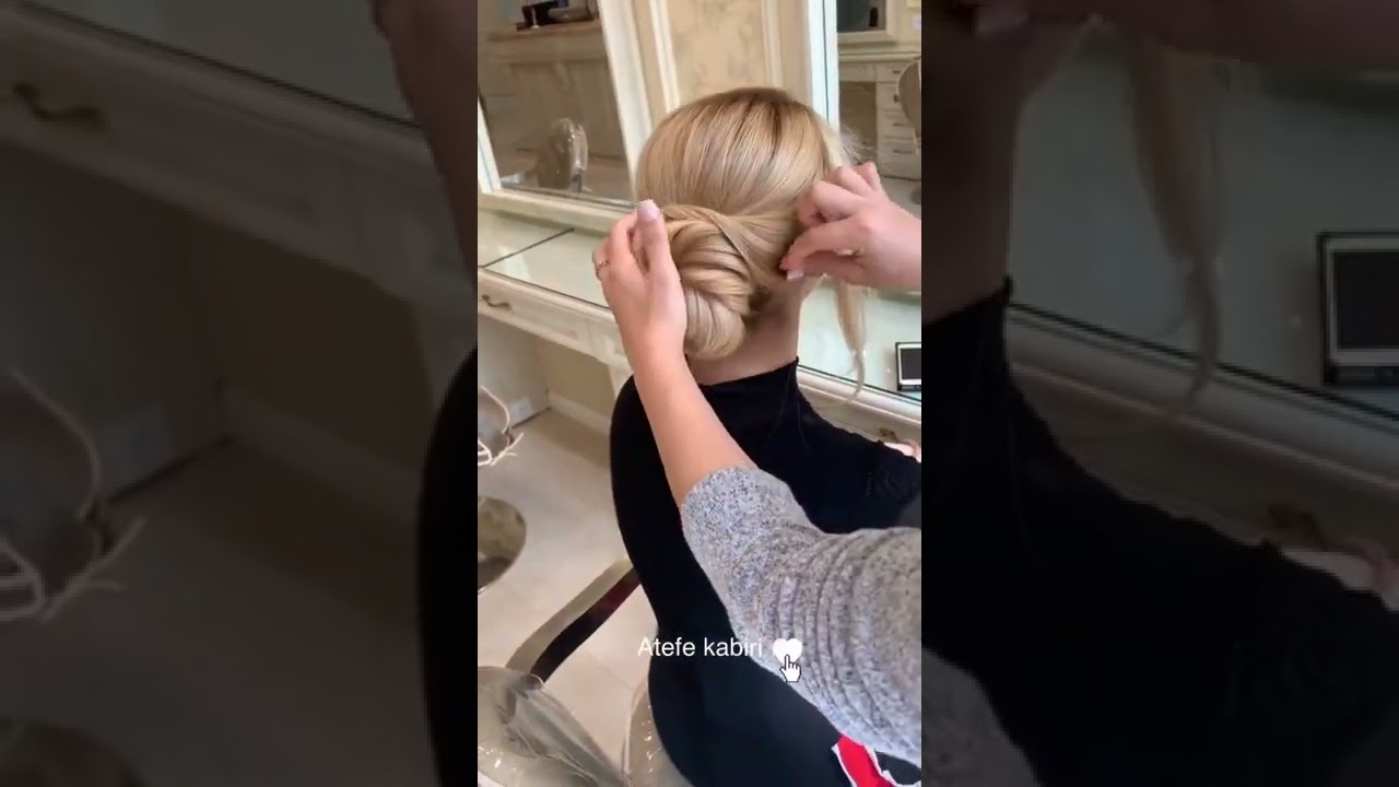 آموزش شنیون اروپایی به سبک عاطفه کبیری      Bridal hairstyle 👰🏼‍♀️