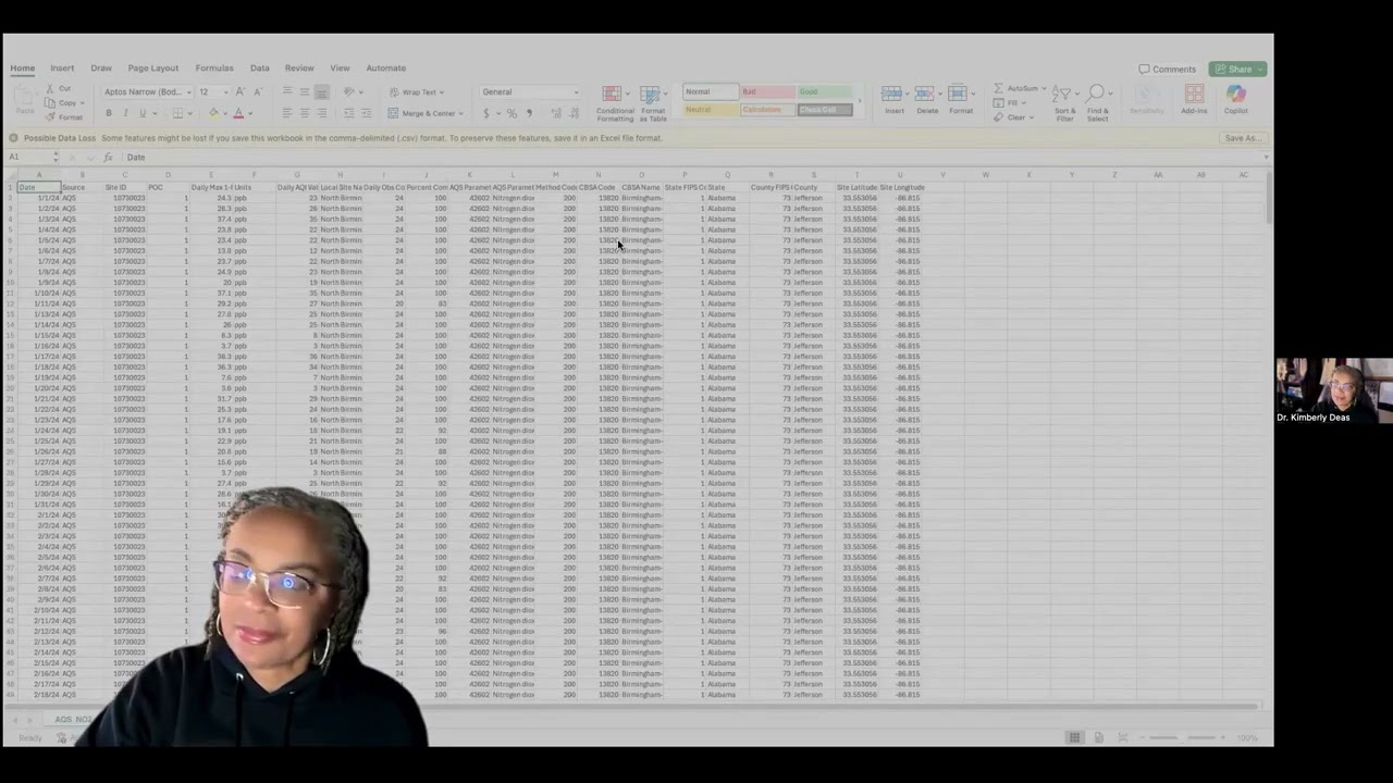 Video 1 - Introduction to Environmental Informatics using Excel, selecting data to analyze