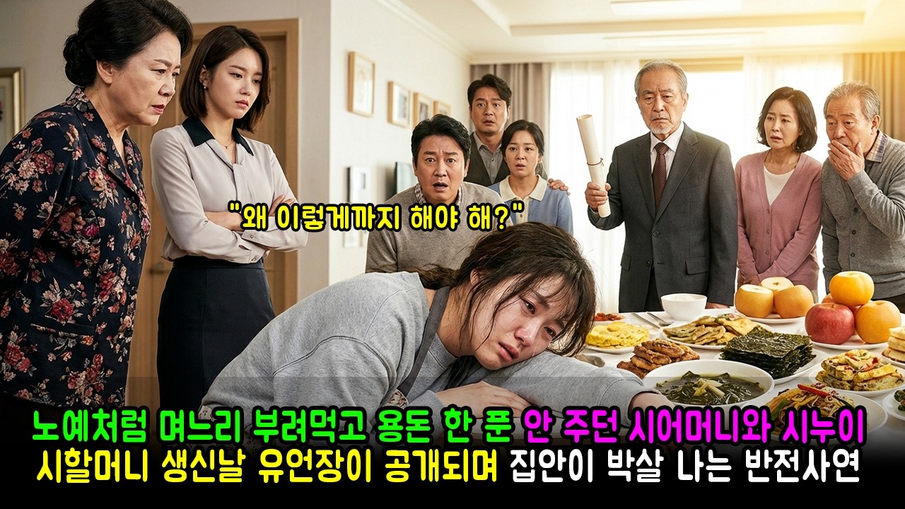 노예처럼 며느리 부려먹고 용돈 한 푼 안 주던 시어머니와 시누이, 시할머니 생신날 유언장이 공개되며 집안이 박살 나는 반전사연 | 반전사연 | 감동사연 | 노후사연 | 막장사연