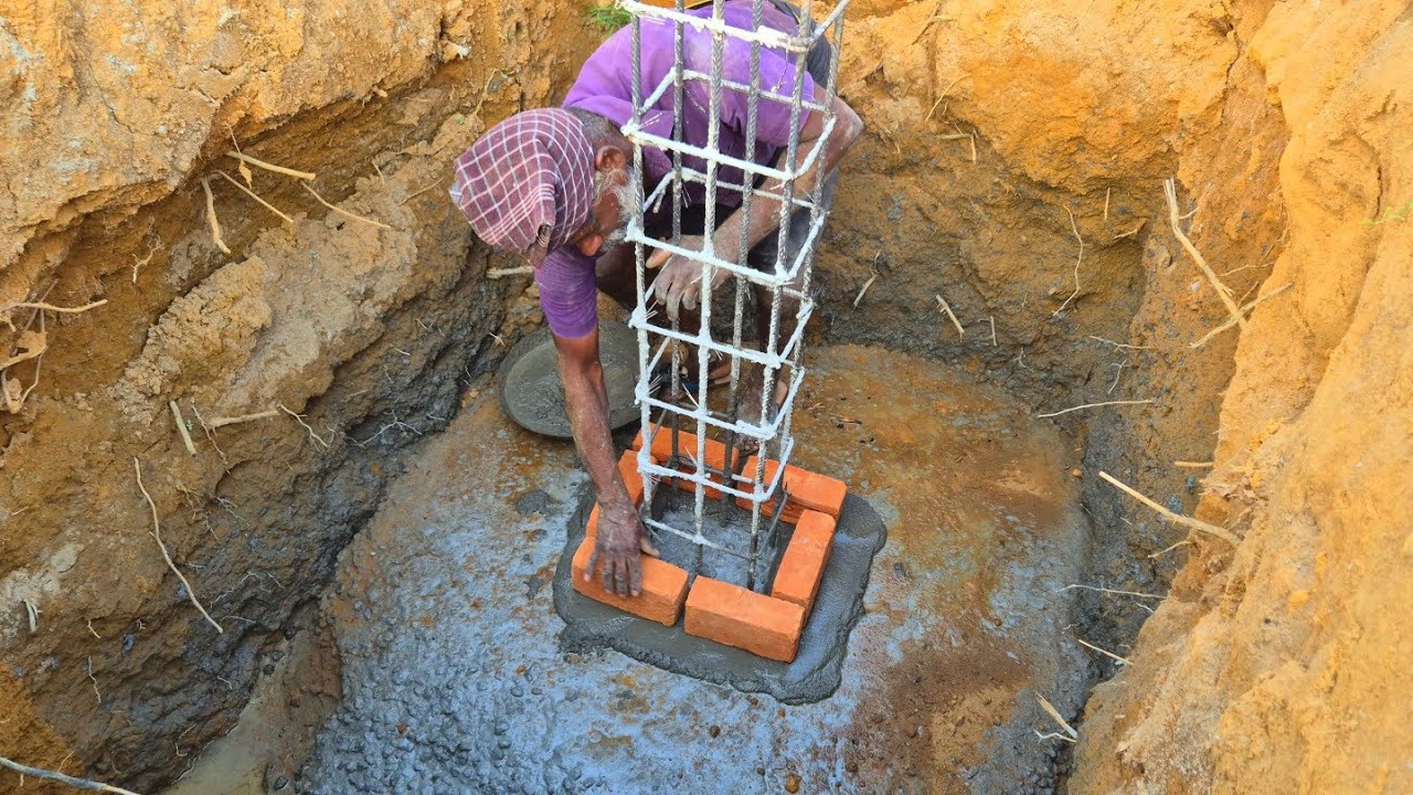 Construction Techniques _How To Made A Durable Column Foundation Box Brickwork and Concrete