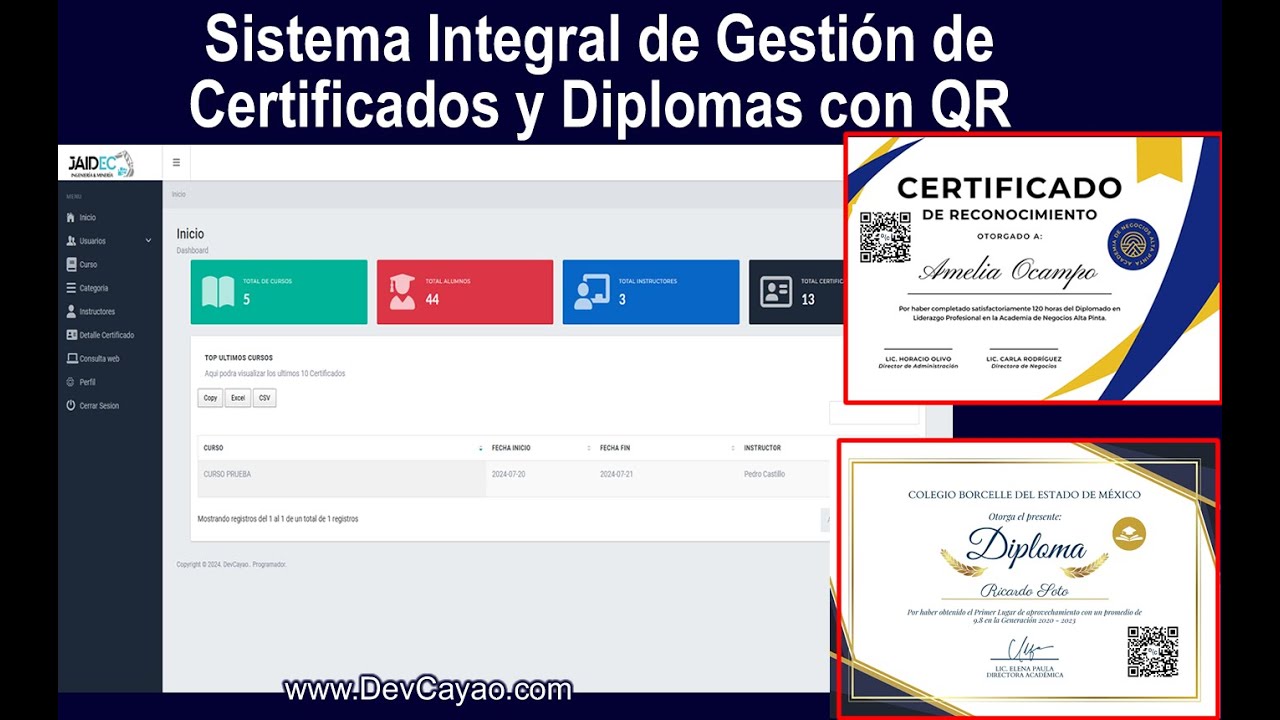 SISTEMA DE CERTIFICADOS Y DIPLOMAS CON QR #2024 #certificados #diplomas  #DevCayao