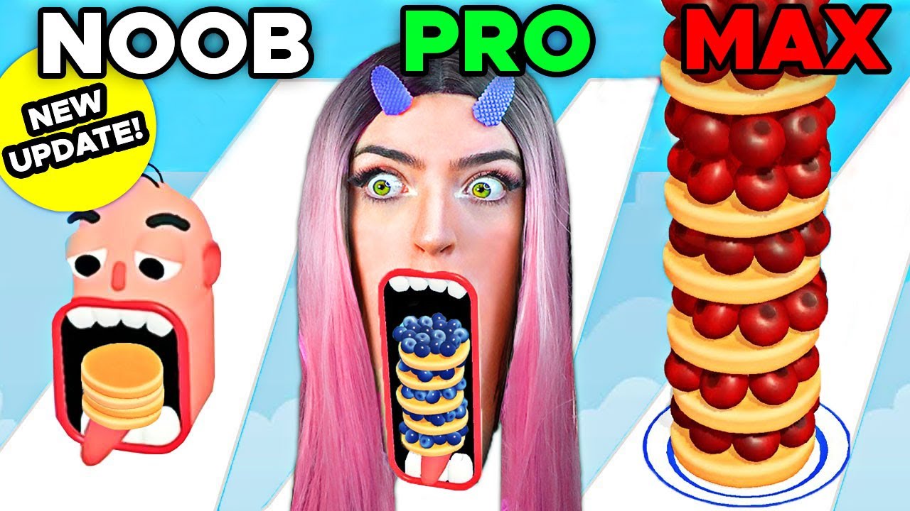 Noob vs MAX LEVEL in Pancake Run (NEW UPDATE + RARE TOPPINGS!!)