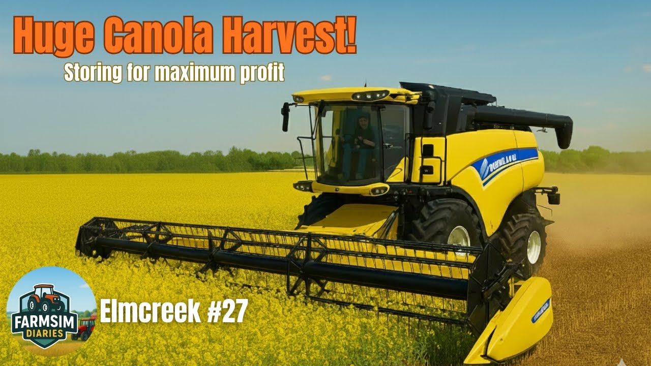 Harvesting Our Biggest Canola Field & Lime spreading! | FS22 : Elmcreek Start From Scratch Part - 27