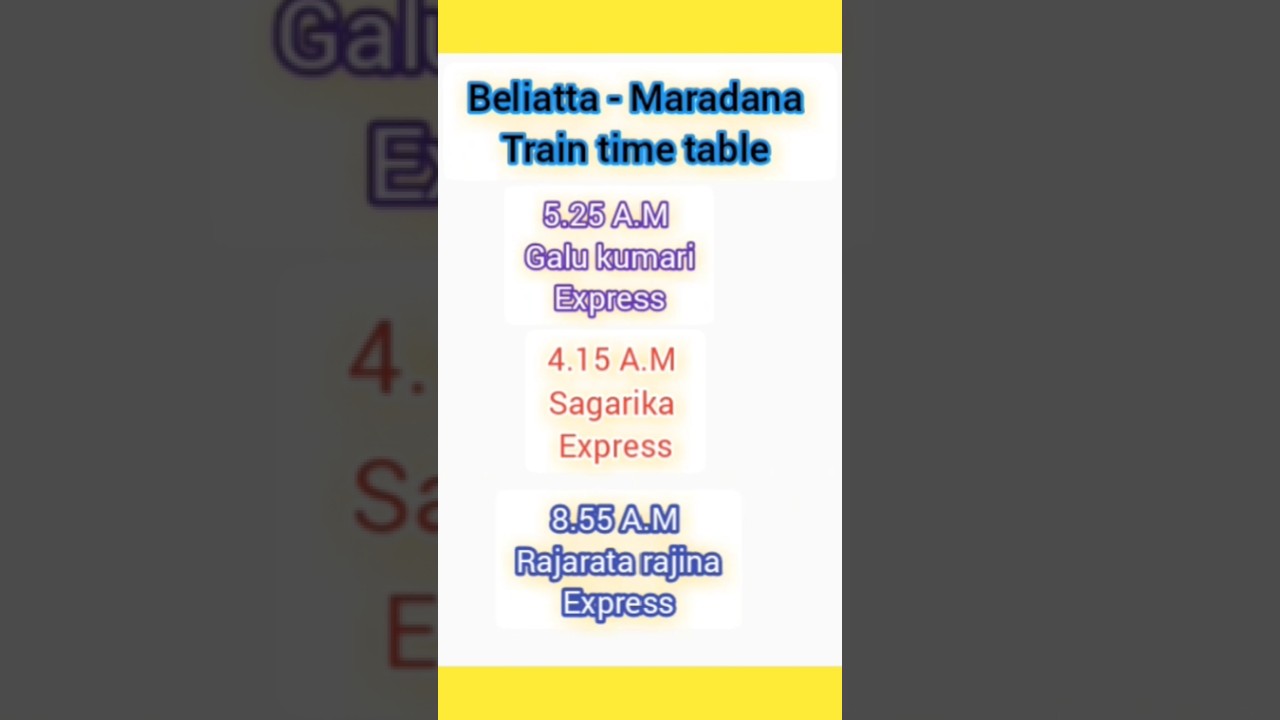 Beliatta to Maradana train time table 🚃🚃 #railway