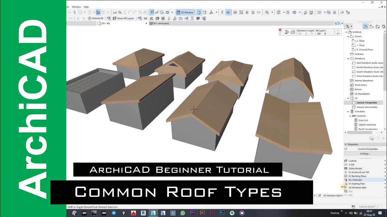 ArchiCAD Beginner Tutorial | Common Roof Types