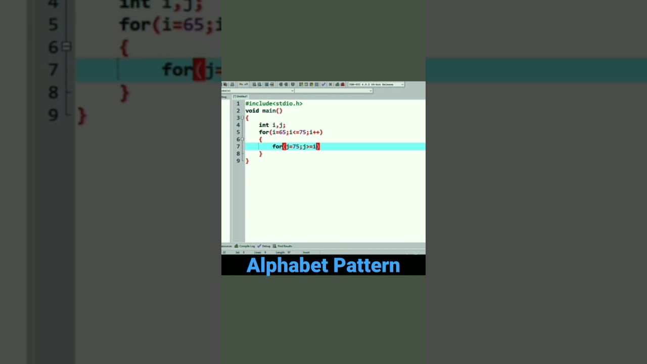 C program to print alphabet pattern using for loop #c#viral