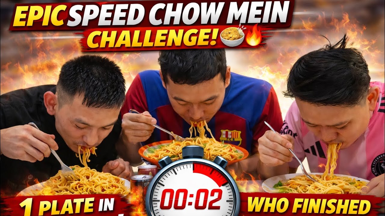 Spicy chow mein challenge with friends😜