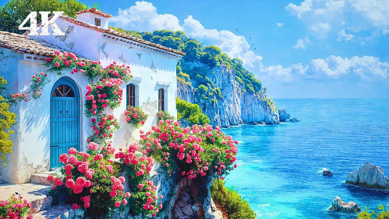 Mediterranean Cottage Ambience | Lulling Ocean