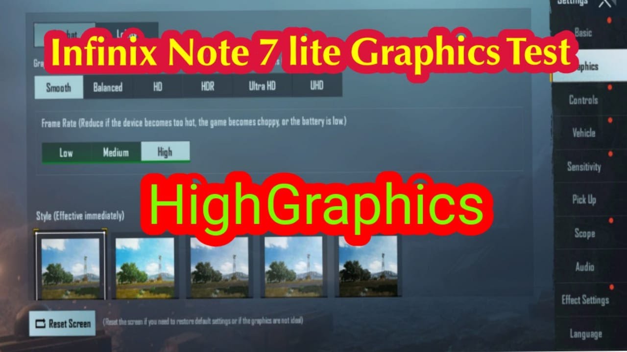 Infinix Note 7 lite PUBG Graphics Test