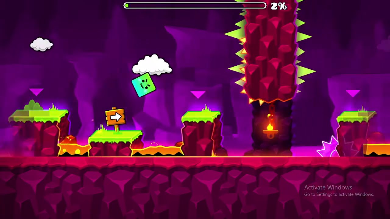 I played geometry dash (not the first time of me playing geometry dash)