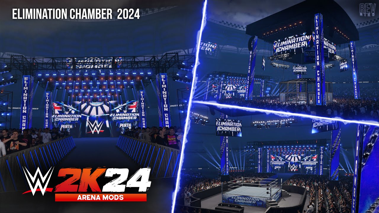 WWE 2K24 : ELIMINATION CHAMBER 2024 from OPTUS Stadium  - ARENA MODS