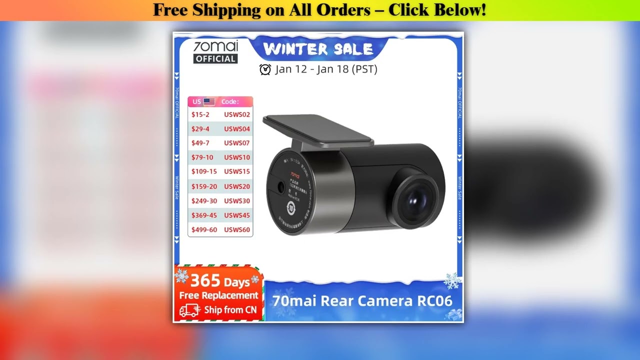 70mai Rear Cam RC06 for 70mai 4K Dash Cam 70mai A800 4K Car DVR Rearview cam 70mai Pro Plus+ for