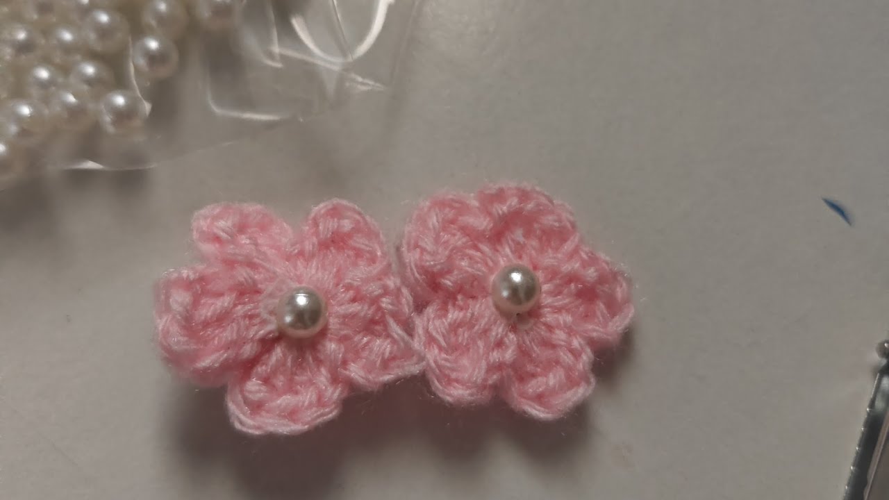 Crochet flower tutorial | crochet hair clip for beginners