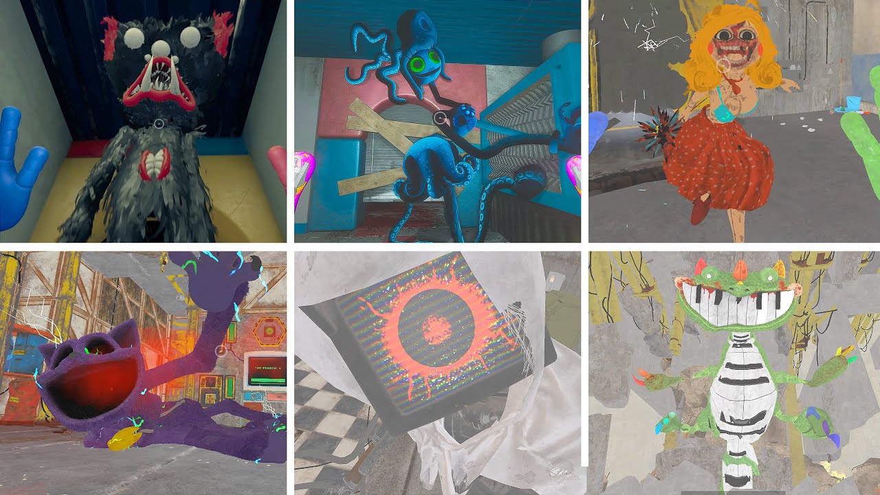 Every Poppy Playtime Chase & Jumpscare from Chapter 1 to 4 in Bright Mode Gameplay
