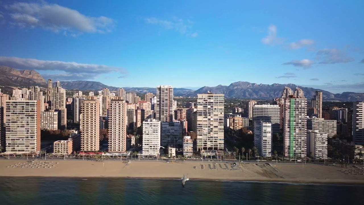 Levante Beach Benidorm Spain 4K filmed on DJI Mini 3