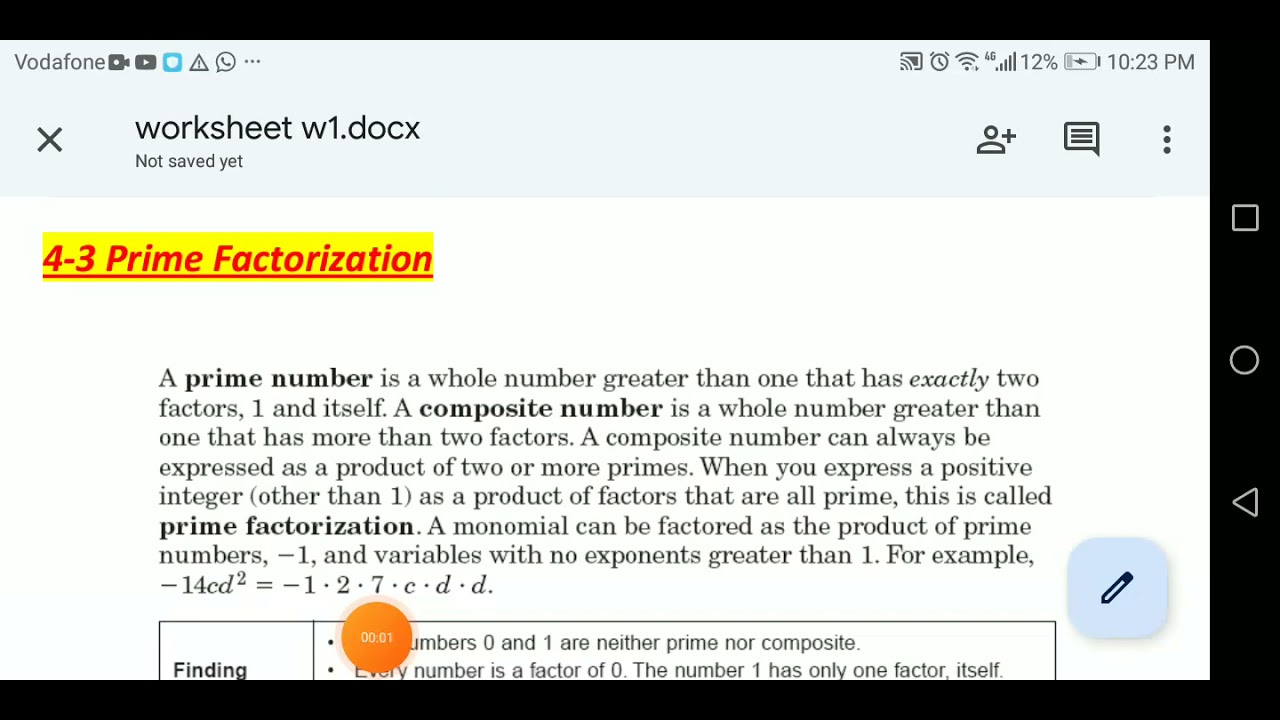 Math PRIME Factorization G8