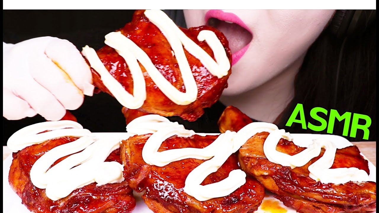 ASMR KOREAN BBQ CHICKEN WHITE SAUCE 자메이카 통다리 치킨 치밥 먹방 (EATING SOUNDS) NO TALKING MUKBANG