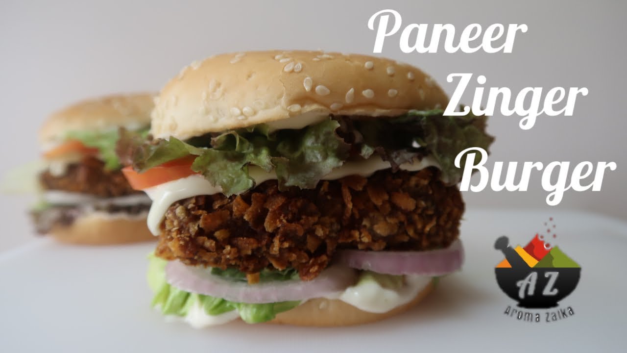 Paneer Zinger Burger | Crispy and Spicy Burger Recipe🍔