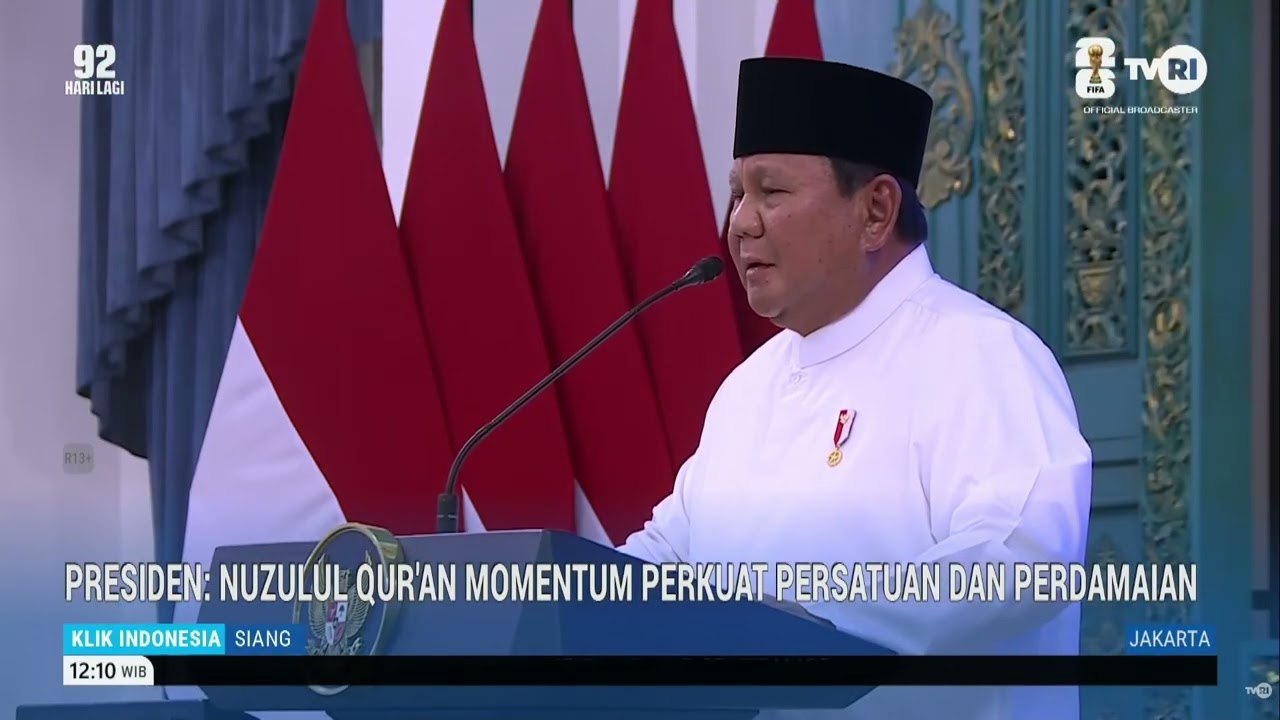 Presiden Prabowo: Nuzulul Qur'an Momentum Perkuat Persatuan Dan Perdamaian