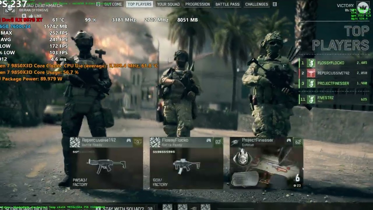 9850X3D in Battlefield 6 at 4K, 1440P, and 1080P Low and High Presets