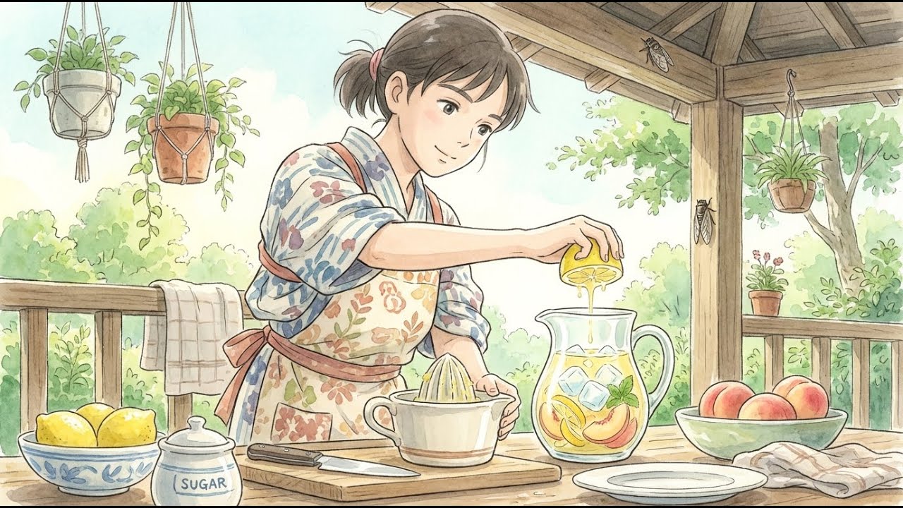 Cicadas, Ice Clinks, Citrus Squeeze ✨ | Slow Living Lemonade ASMR (Ghibli Inspired)