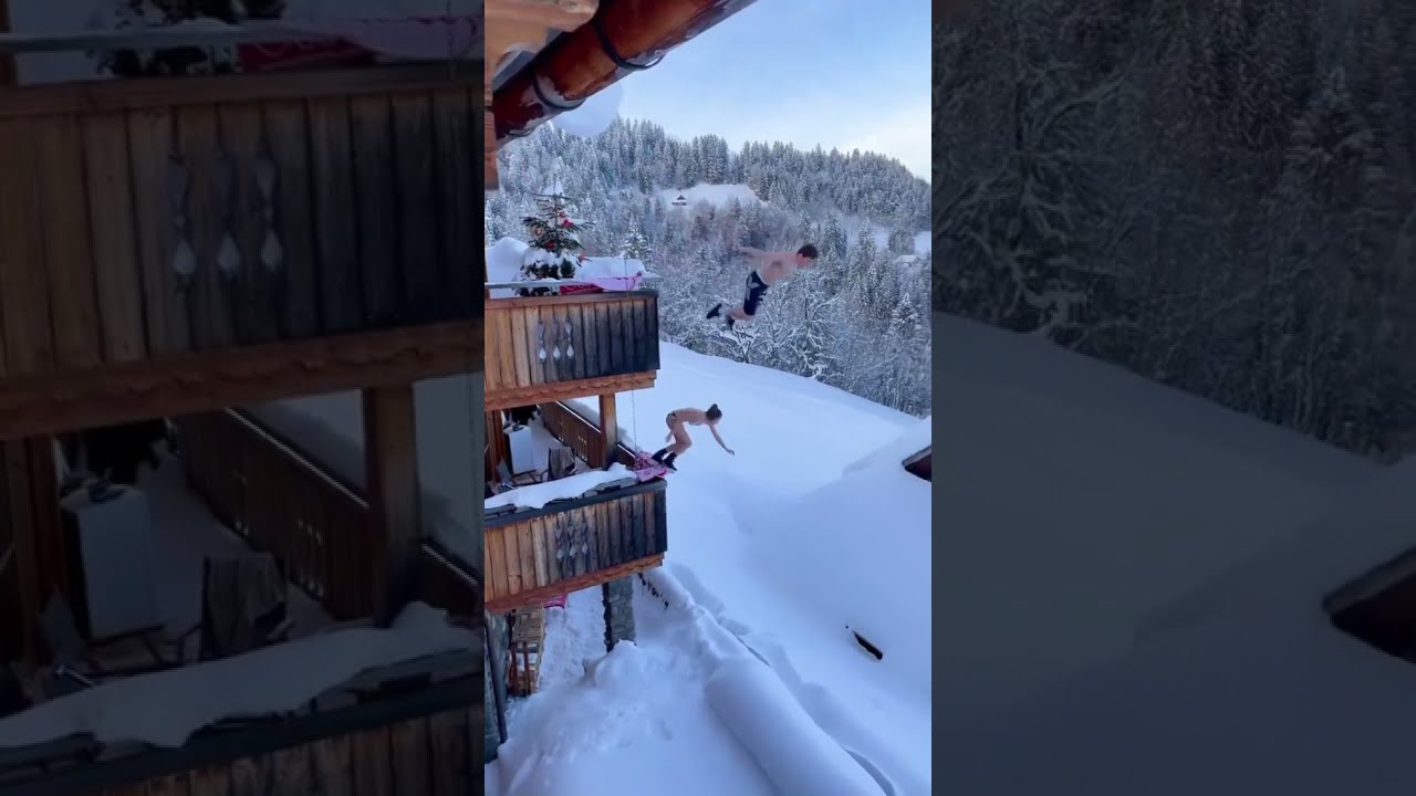 Jumping into snow be like! 😳 #viral #shorts 👇🏻Subscribe👇🏻