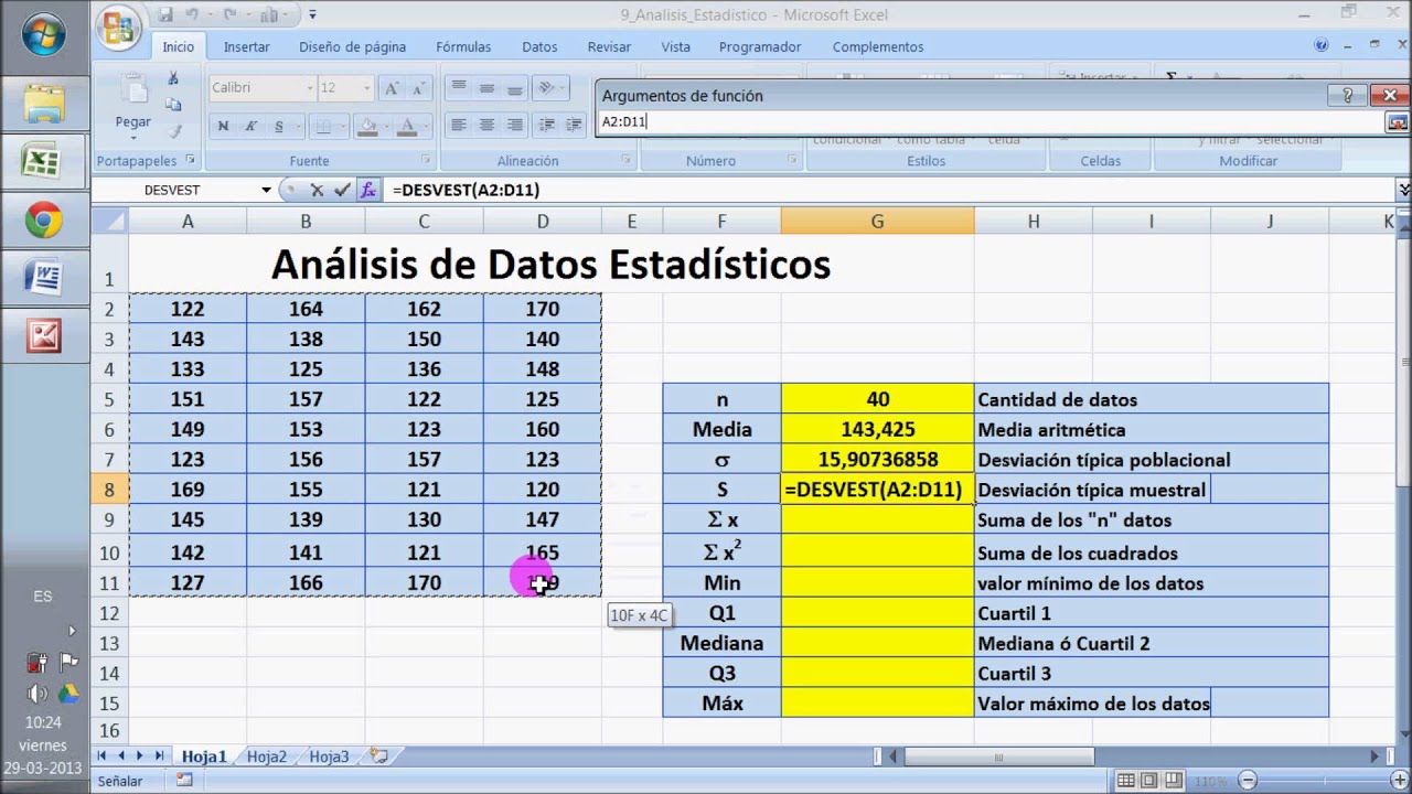 Análisis de Datos Estadístico en Excel