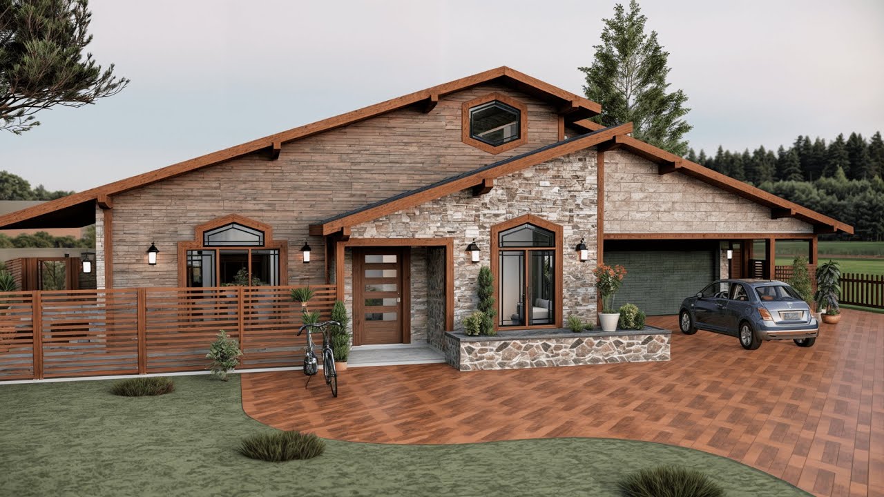 36'x55' (10x16m) Most Charming Small Cottage with Loft Design | 4 Bedrooms | Open Space Floor Plan