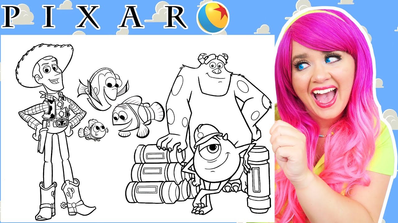 Coloring Disney Pixar Movies Coloring Pages | Toy Story, Finding Nemo & Monsters Inc. Characters