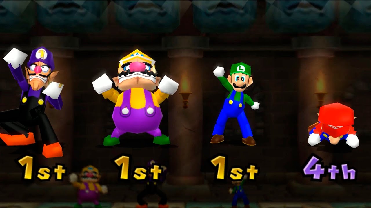 Mario Party 9 Mod - Minigames - Waluigi Vs Wario Vs Luigi Vs Mario #Onlymario