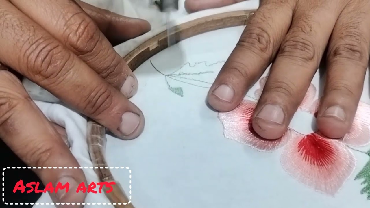 Gota shaded flower design machine embroidery work for beginners.