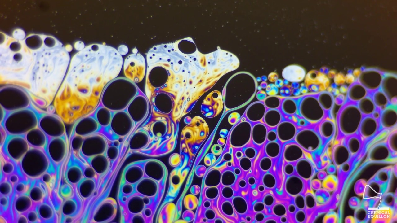 Soap Bubbles - Iridescent Surface I - Macro Video Chemical bouillon
