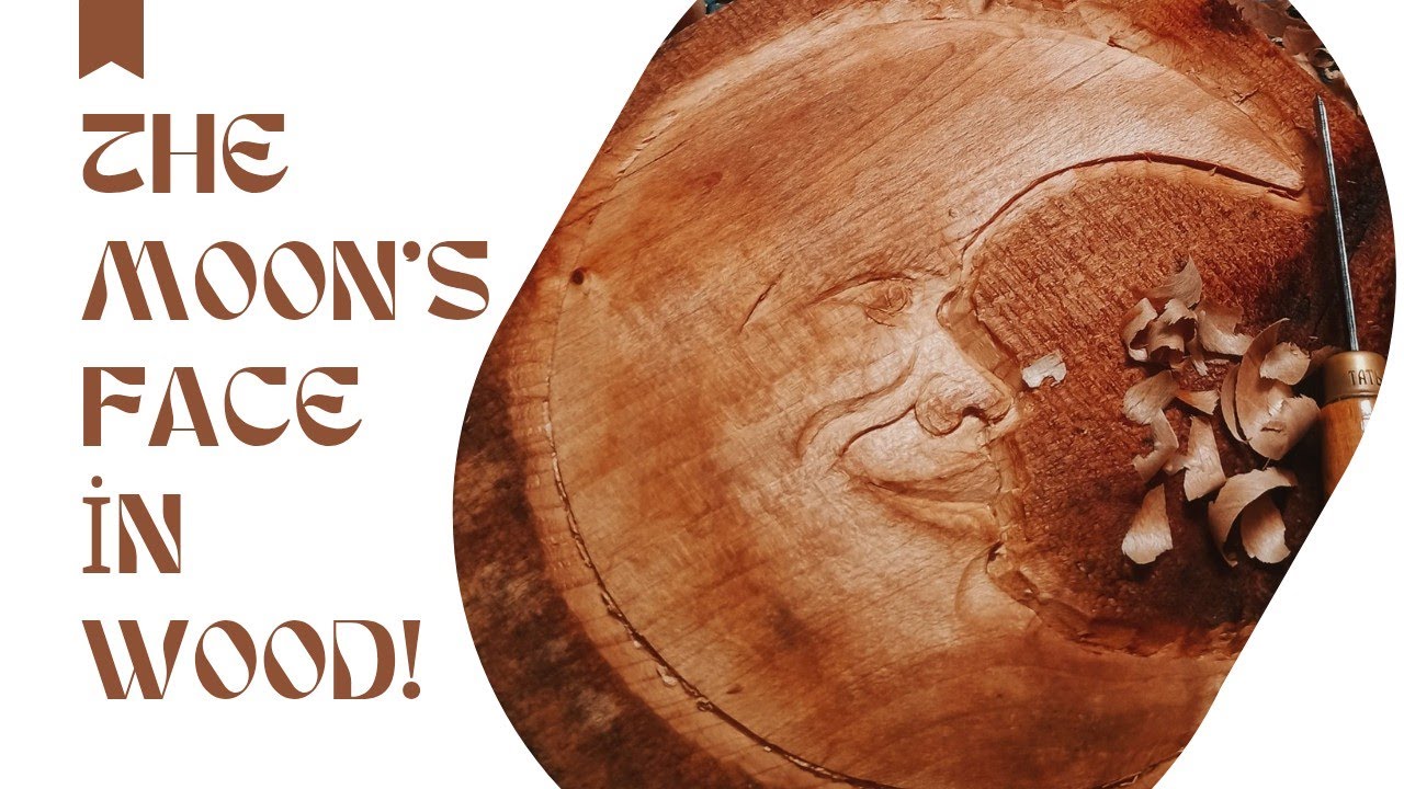 Smiling Moon Face Carved from Linden Wood - A Handmade Masterpiece