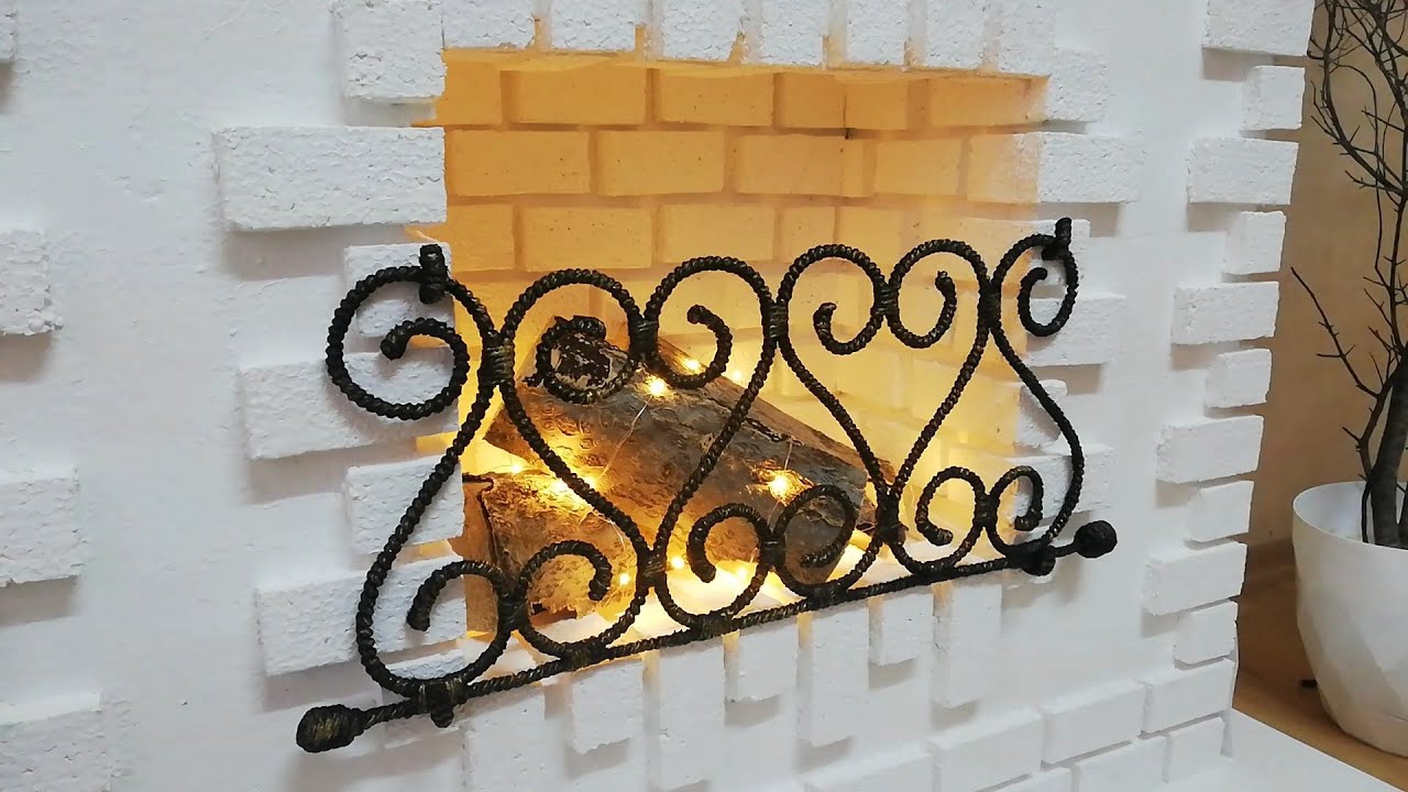 Yapay şömine ferforje yapımı | jüt ile ferforje | şömine kapağı | diy faux fireplace screen