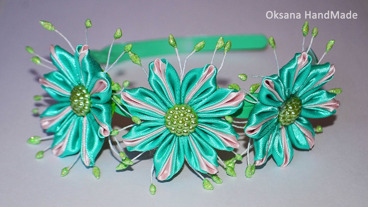Модный ободок Канзаши. Fashionable headband Kanzashi