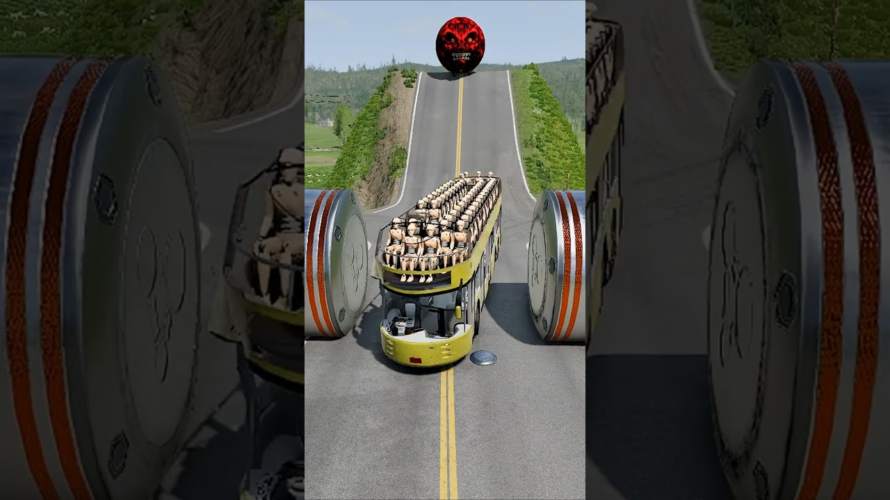 Лунный автомобиль, автобус-капсула против гидравлического пресса #shorts #beamngdrive #beamngdriv...