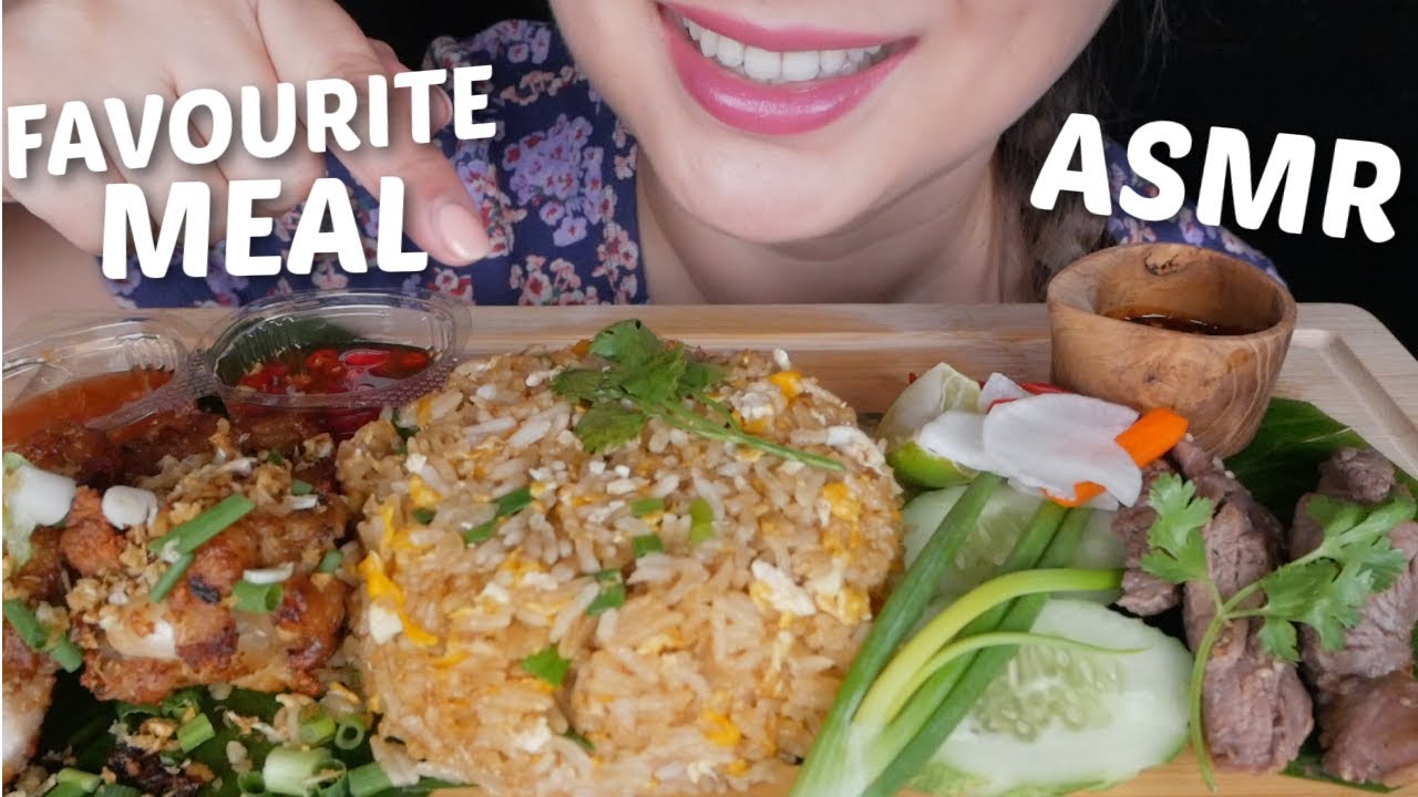 FAVOURITE THAI FOOD *Flying Tiger Beef Salad, Fried Chicken Wings & Thai Fried Rice ASMR | N.E