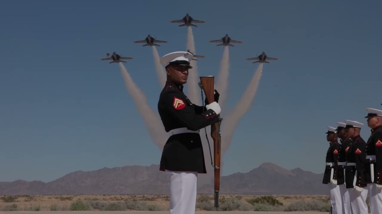 U.S. Marines with the United States Marine Corps Silent Drill Platoon