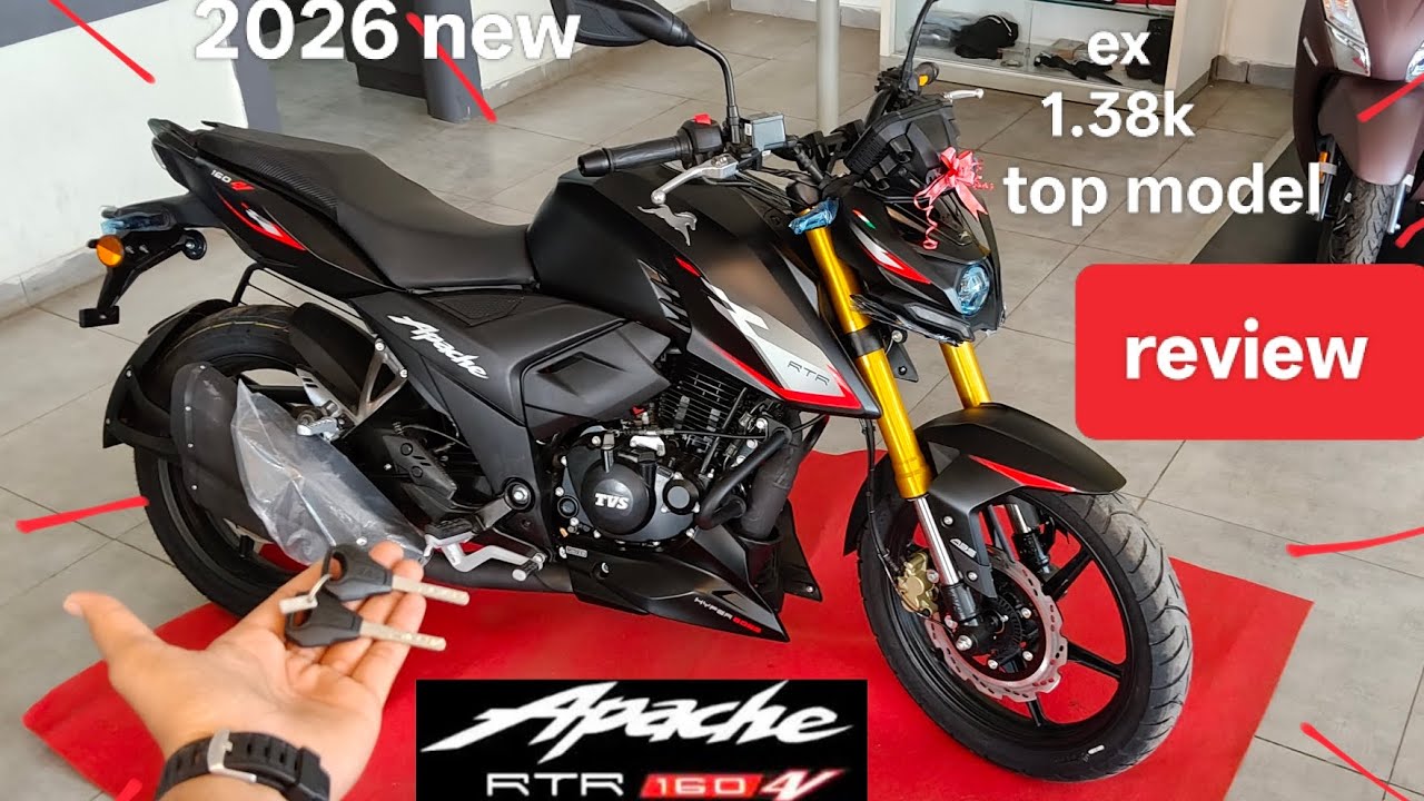 All new 🔥2026 Apache RTR 160 4V top model matte black color 🔥don't miss the review