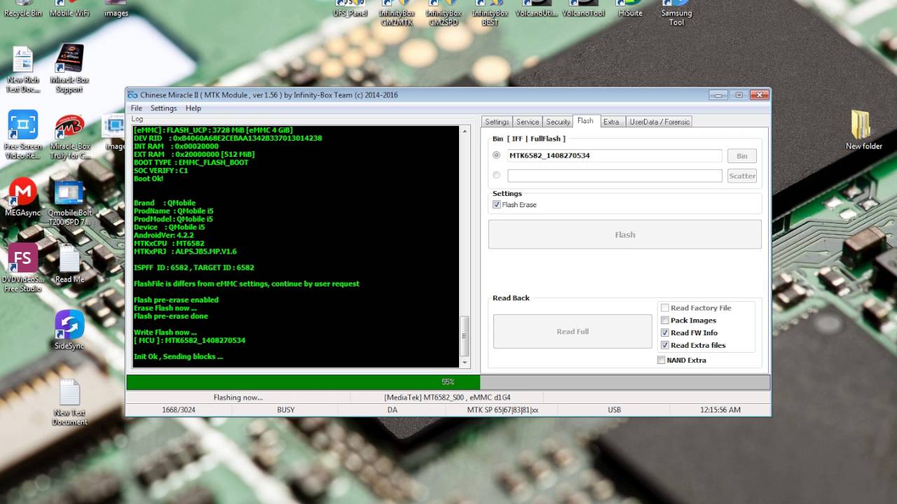 qmobile i5 flashing done after dead with infinity cm2 tool