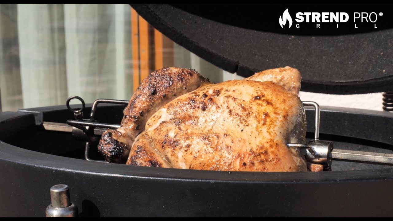Otočná grilovacia ihla (ražeň) na gril Kamado