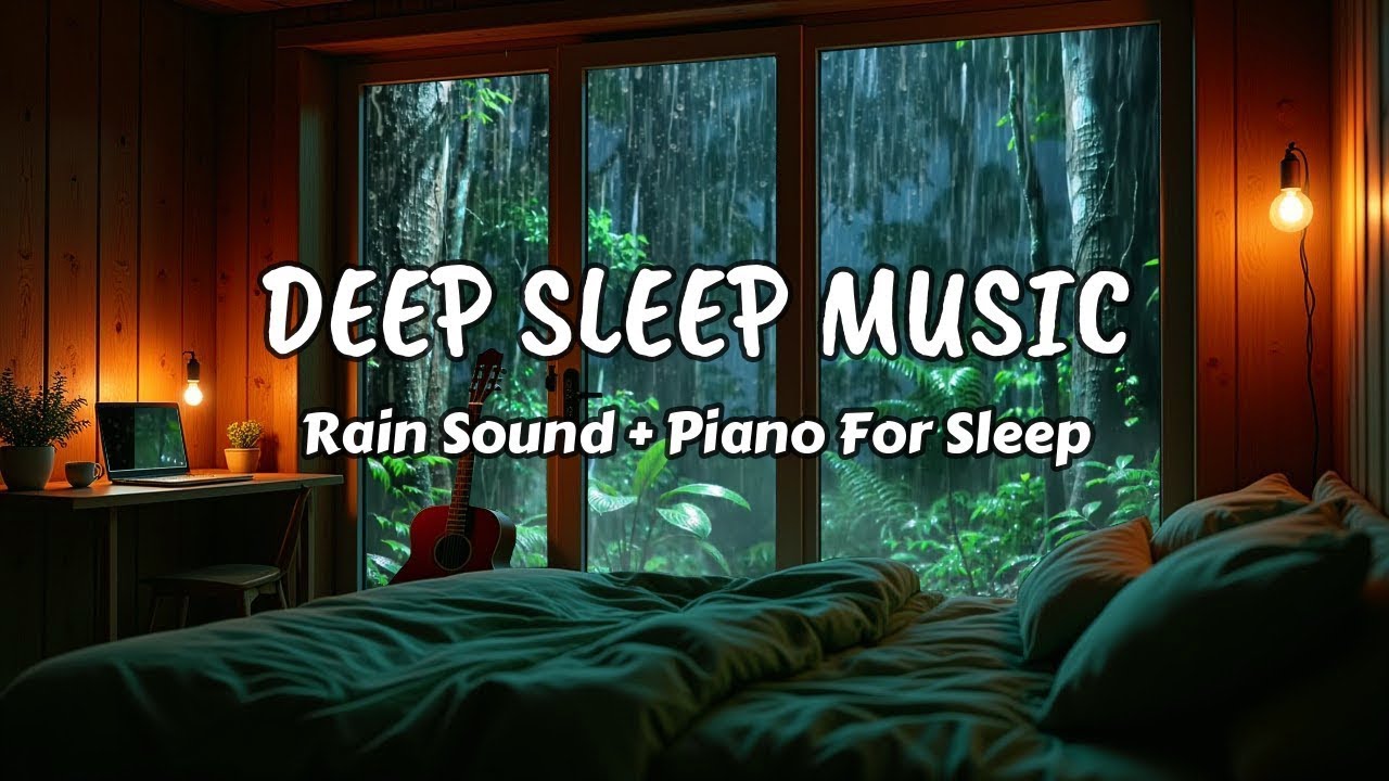 Soothing Rain and Piano in Rustic Bedroom - Deep Sleep Music to Heal Emotional Fatigue