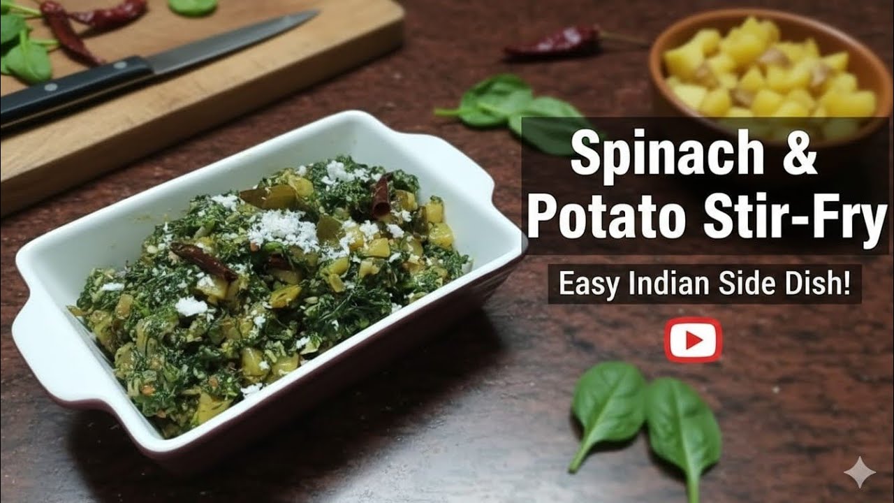 Spinach & Potato Stir Fry | Indian Cuisine | Healthy and Protein Food with Good Amount of Carbs 